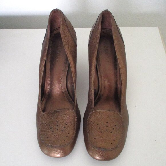 BCBGirls Womens Copper Leather Pump w/3" Wedge Heel - Size 10M or 40 EUR - Picture 4 of 9